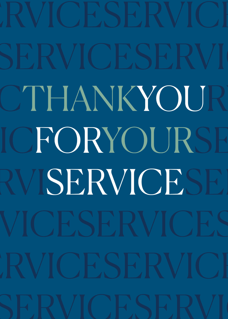Thank You For Your Service Greeting Card H1